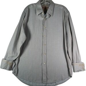 Robert Graham Shirt Mens‎ XL Blue Geo Embroidered Flip Cuff Long Sleeve Casual